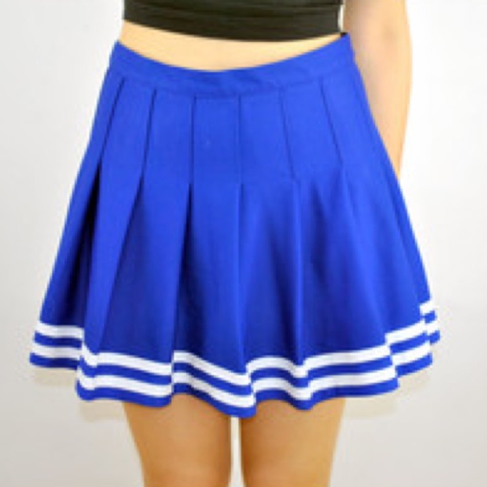 Blue pleated cheerleader skirt